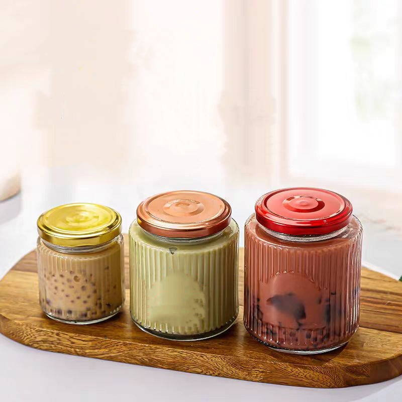 150ml 200ml 280ml 380ml Food Storage Glass Jar Pudding Yogurt Jelly Jam Bird's Nest Bottle Glass Jar With Metal Lid