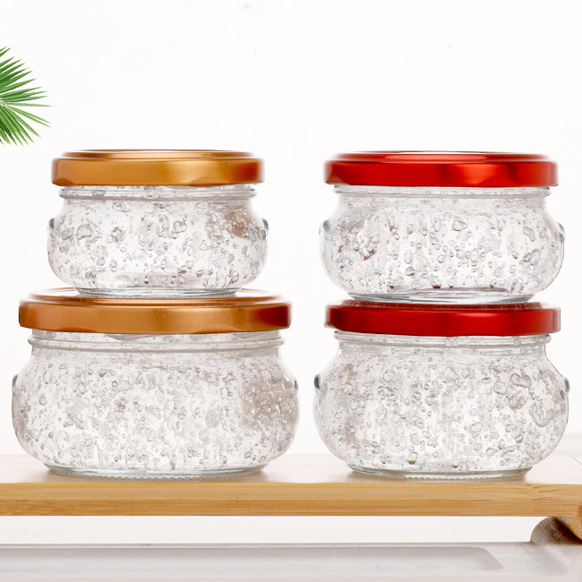 80ml 100ml 150ml 200ml  Glass Squat Bulb Jars With Lug Finish for Housing Your Jams Jellies Mustards