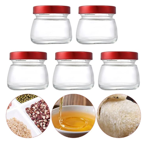 Clear Mini Round Bird Nest Glass Jar 50ml 75ml Caviar Sauce Recycled Bird Nest Glass Bottle Nest Packing Glass Bottle With Lid