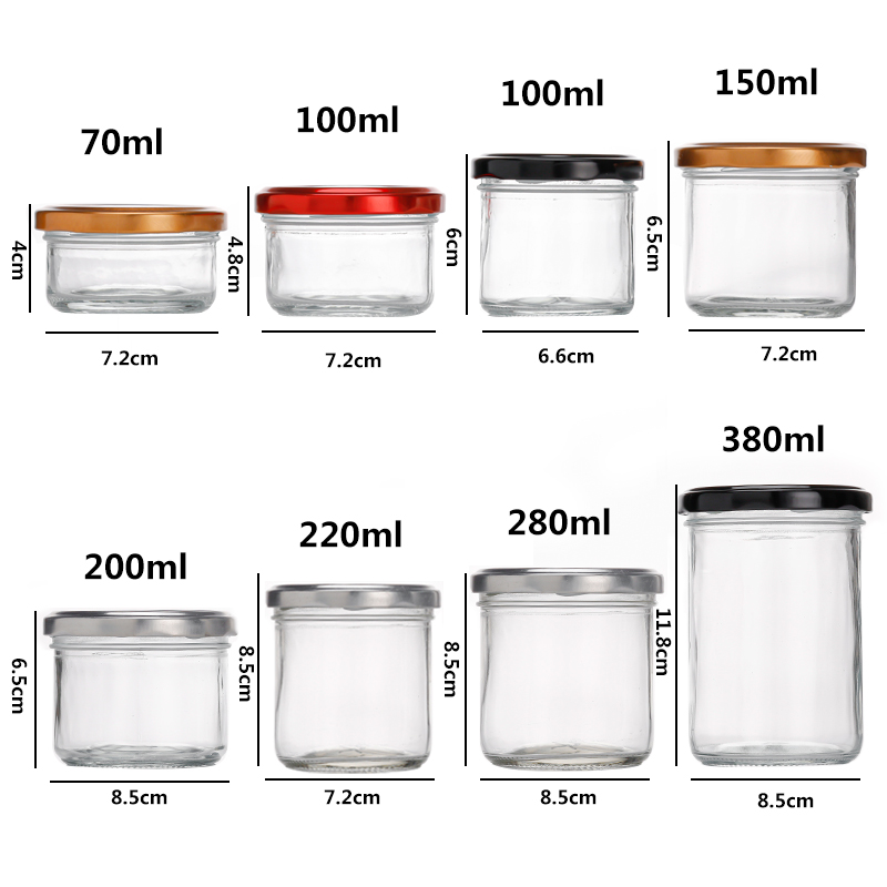 Wholesale 50ml 75ml 100ml Glass Bird's Nest Jar Streak Glass Salsa Pudding Jar W/ Metal Cap