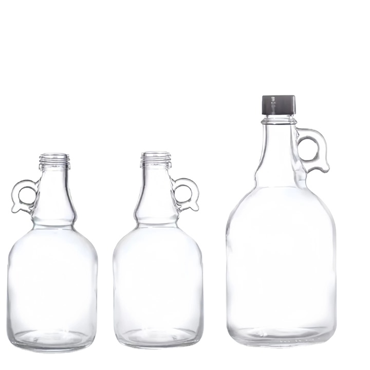 8OZ  250ml 16OZ 500ml  Glass Gallon Jug Style Bottle Empty Mini Sugar Cough Maple Syrup Liquor Bottle  With Handle