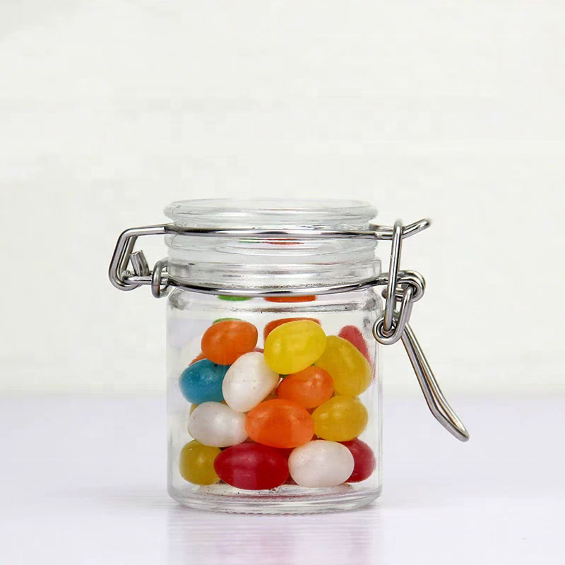 Kitchen Storage Bottles Jars 100ml 500 Ml Clear Glass Storage Mason Jar With Airtight Clip Top Lid for Food Jam Canning Spice