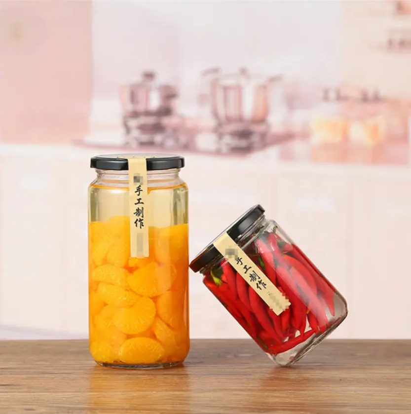 Wholesale Round Clear Food Storage Honey Jams Glass Jars With Metal Lids