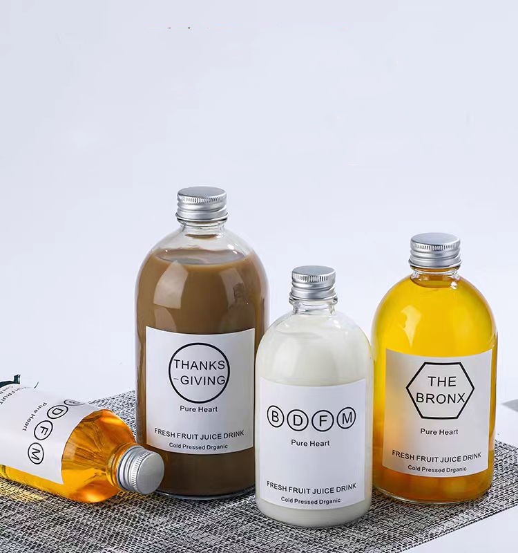 Recyclable 150ml 280ml 350ml 500ml Juice Boston Round Drinking/ Tea/Milk Tea/ Kombucha Beverage Glass Bottle