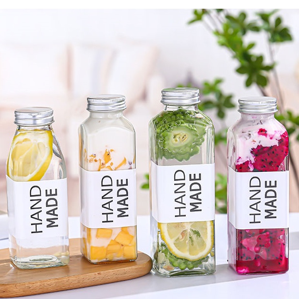 Recyclable Round Glass Juice Bottle 250ml 500ml 750ml 1000ml Drinking Beverage Glass Bottle for Juice With Cap