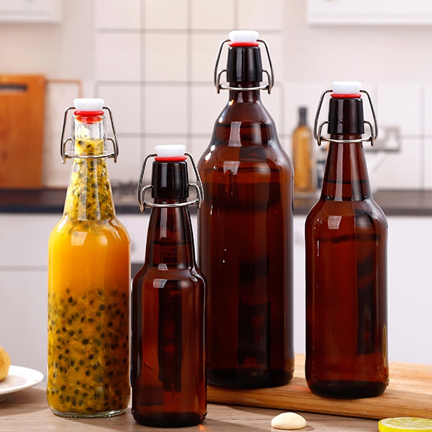 500ml 16 oz 750ML Swing Top Recyclable Kombucha Fermenting Amber Glass Beer Vodka Bottles With Flip Swing Top Caps