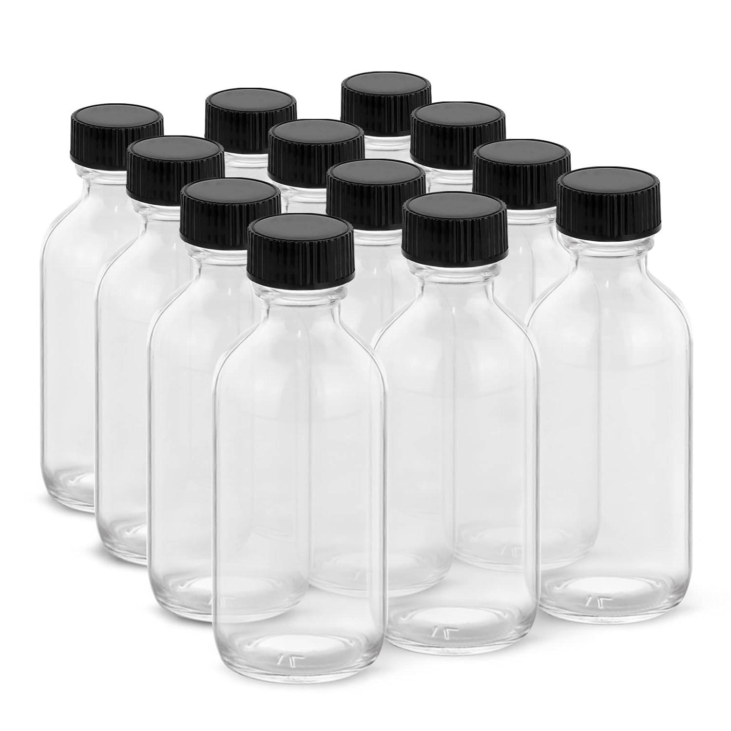 Wholesale 2oz 60ml Clear Glass Potion Juice Wellness Ginger Shots Whiskey Liquids Mini Travel Essential Boston Bottles With Lid glass bottle