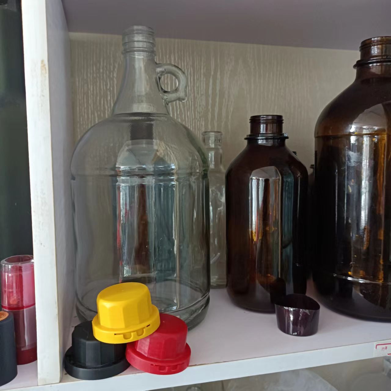 Amber clear glass bottle for juice milk beer growler 1L 2.5L 4L empty round Kombucha glass water jug
