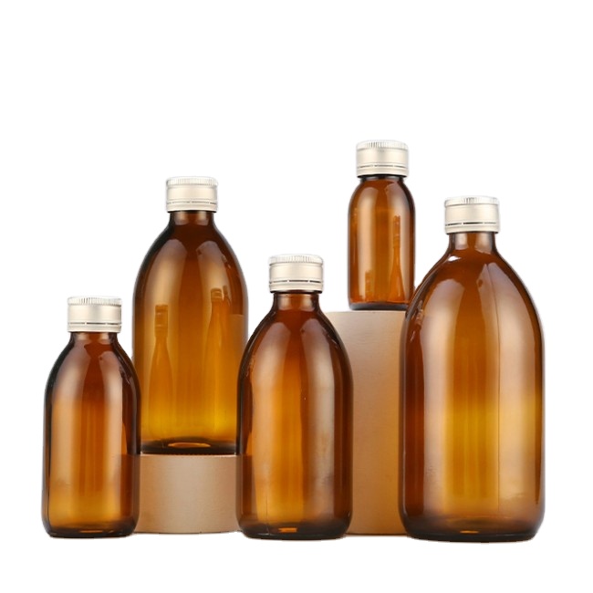 30ml 100ml 125ml 150ml 250ml Oral Liquid Cough Syrup Round Amber Glass Bottles Pharmaceutical Medical Packaging With Screw Cap
