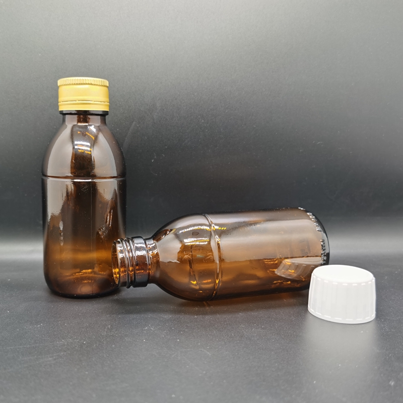 125ml Amber Glass Bottle With 100ml Read Line for Syrup, Liquid Medicine, Beverage
