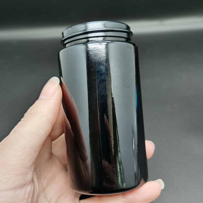 Hot Sale Large Stash Herb Violet Glass Jar 500 ML Black UV Glass Smell Proof Powders Supplement Jars With Bakelite Cap