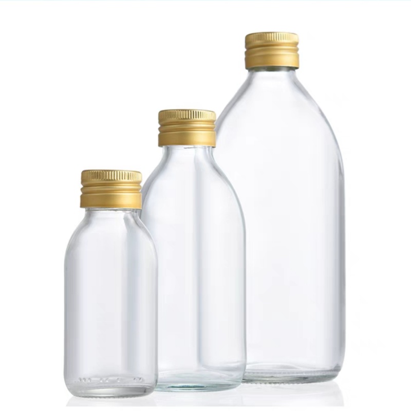 Cough Syrup 30ml 60ml 100ml 150ml 200ml 250ml Clear Round Pharmaceutical Glass Bottle With Plastic Cap