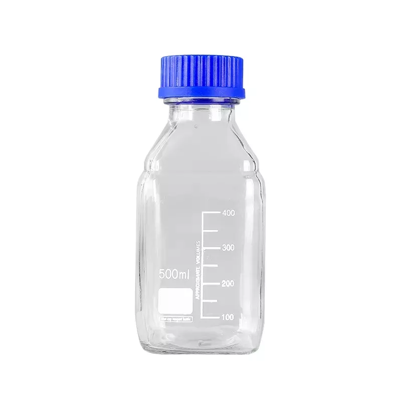 Chemical Media Glass Storage Reagent Bottle With GL45 Blue Screw Cap