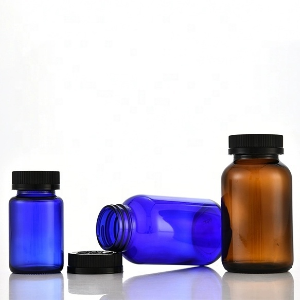 Empty Pharmaceutical 75ml 100ml 200ml 450ml 500ml 1000ml Wide Mouth Tawny Glass Bottle for Capsule Pill Tablet