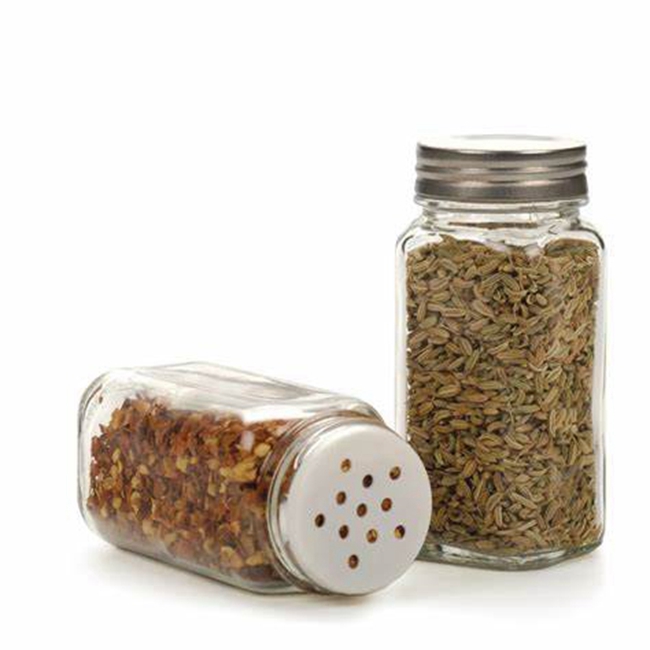 4oz 120ml Empty Square Kitchen Spice Storage Container Glass Pepper Jar With Metal Shaker Lids for Food Hot Stamping Use