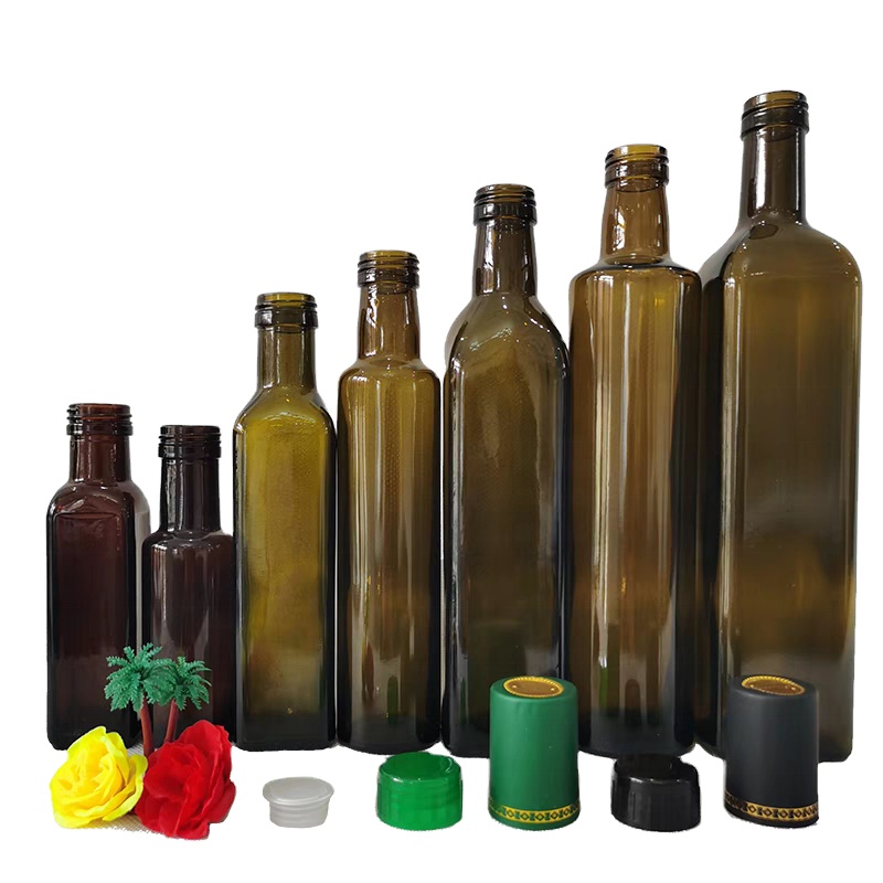 100ml 250ml 500ml 750ml 1000ml Glass Clear Amber Green Olive Oil Bottles Round and Square Shape Cooking Oil Bottles