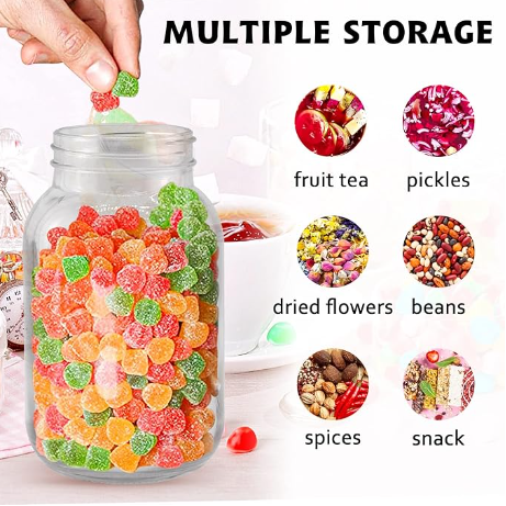 Glass Jar Supplier Wholesale Wide Mouth Glass Mason Canning Jars 4oz 8oz 16 Oz 32 Oz Glass Storage Jars With Lids for Jam Pickle