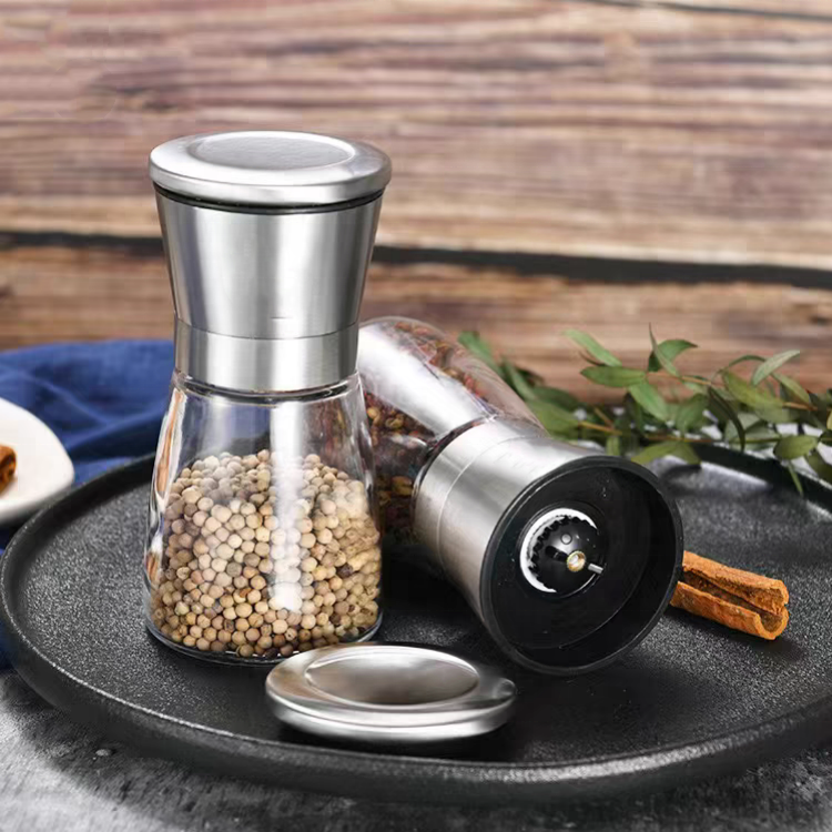 Hot Selling Set of 2 Adjustable Salt and Pepper Grinder Set Spice Mill Pepper Mill Pepper Shaker Bottle for Kitchen