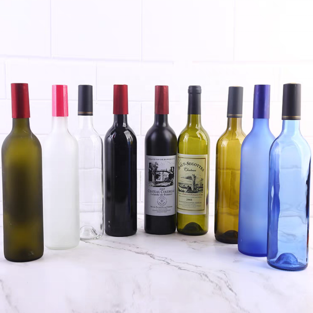 Free Sample Custom Empty Glass Wine Bottle 750ml 500ml Capacity for Gin Vodka Liquor Juice Whisky Beer Rum Alcohol Storage