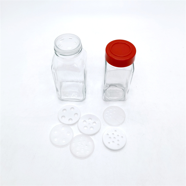 12-pack Classic Design 120ml Square Clear Glass Spice Jar With Shaker Top and Red Cap