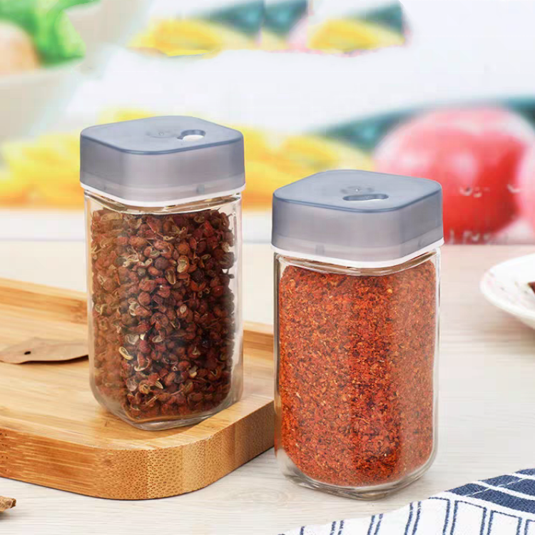 Salt Jars Glass Spice Condiments Jars Square Multifunctional Seasoning Spices Shaker