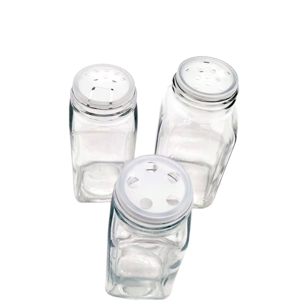 2 oz 4 oz 6 oz 8 oz Empty Square Glass Spice Jars Bottles Containers Unique Glass Spice Jar With Cap for Salt