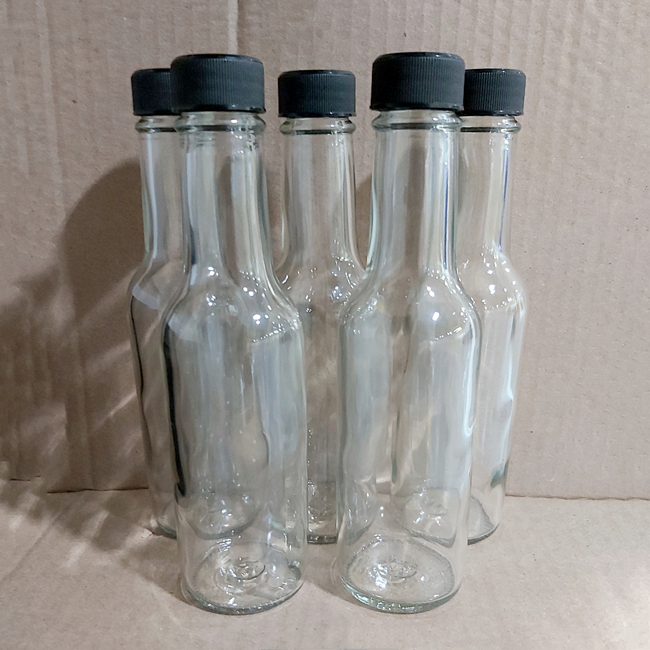 Factory Stock 150ml Glass Woozy Bottle BPA-Free 5oz Clear Glass Hot Sauce BBQ Sauce Bottle Shrink Capsules Food Oil Label