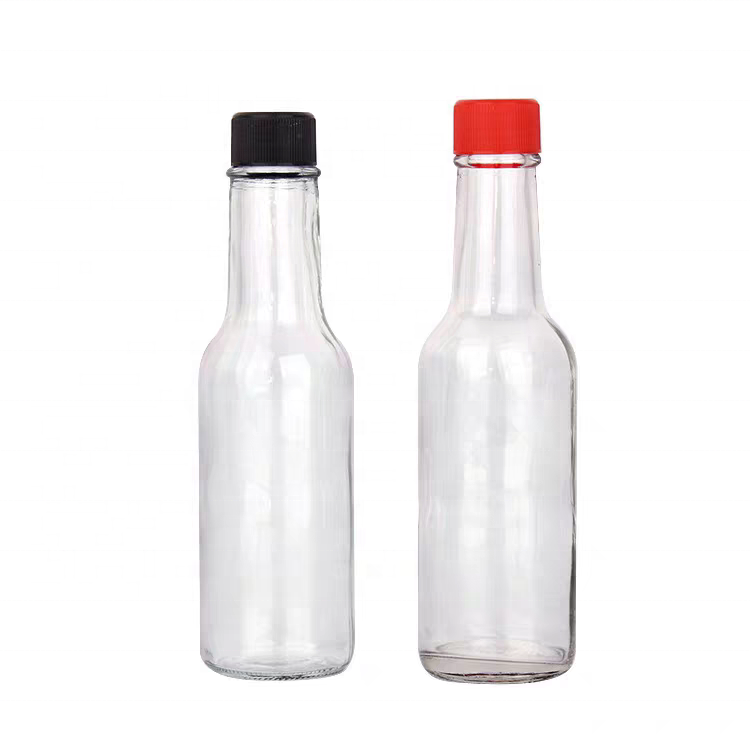 Wholesale Empty Round 3oz 5oz 8oz Glass BBQ Chili Woozy Ring Neck Hot Sauce Bottle with Screw Lids