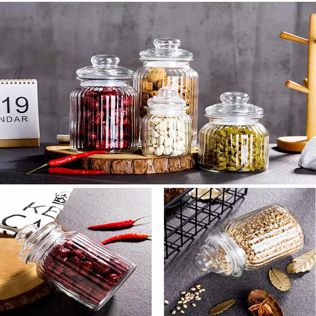 Economy Glass Bottles for Wholesale 230 ML to 650 ML Transparent Sealed Jars Household Use for Pickles and Grains Storage