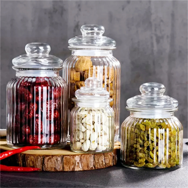Factory High Quality Sealed Glass Storage Jars 350ml 650ml 1350ml Sizes Economy Storage Bottles Screen Printing Lid Wholesale