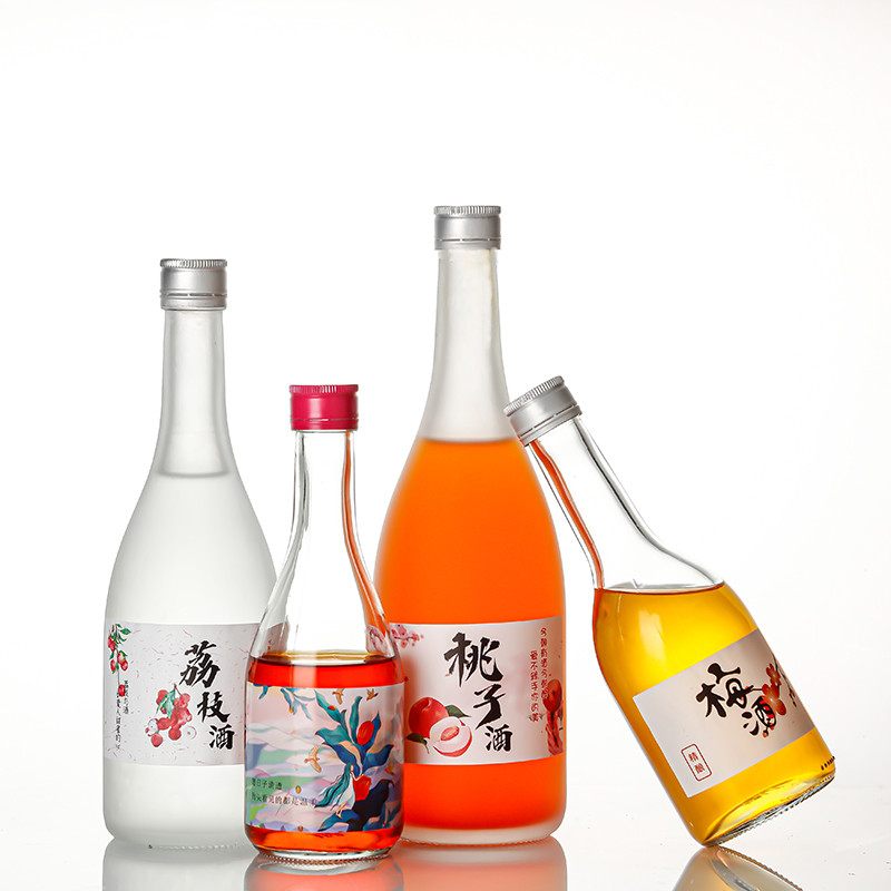 Wholesale Custom 50ml 375ml 500ml 750ml Long Neck Empty Glass Bottles for Beverages Alcohol Spirit Wine Clear Frosting Liquor