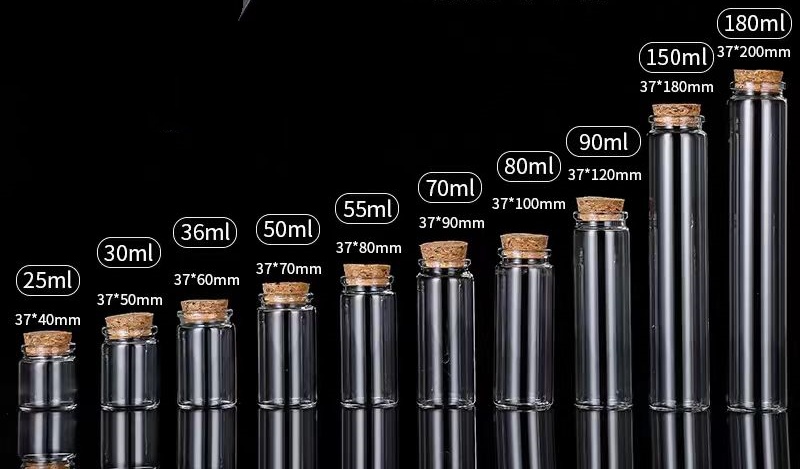 30ml 50ml 90ml 150ml 180ml Clear Glass Wishing/small Drift Glass Jar Bottles With Cork Lid