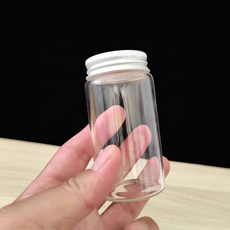 37mm Screw Mouth Aluminum Cap Transparent Glass Test Tube Bottle 12ml to 110ml Sizes Available