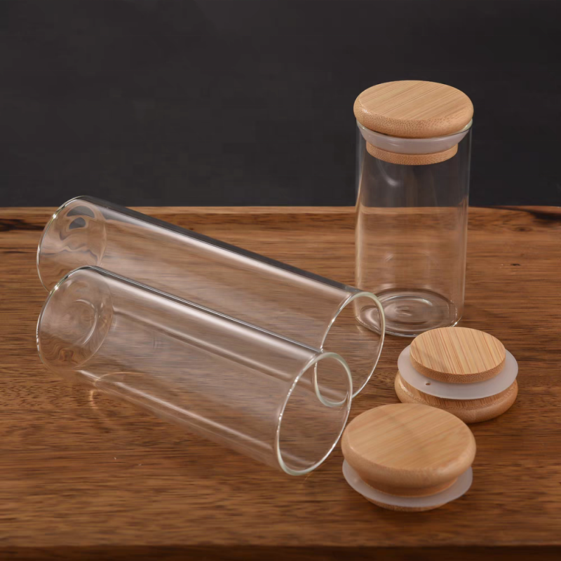 47Mm Round Straight Borosilicate Glass Jar Free Sample Food Storage Jar With Bamboo Lid Kitchen Dried Fruit Storage Jar