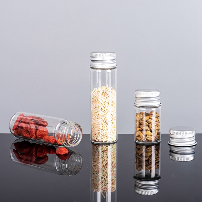 High Borosilicate Glass Test Tubes Bottle 22MM Diameter Bottle With Aluminum Screw Lid