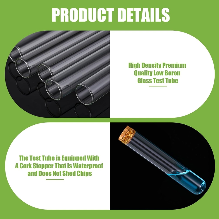 45ml Glass Test Tubes With Cork Clear Stoppers Round Bottom Lab Test Alcohol Tampons Glass Tubes Container Vials for Candy