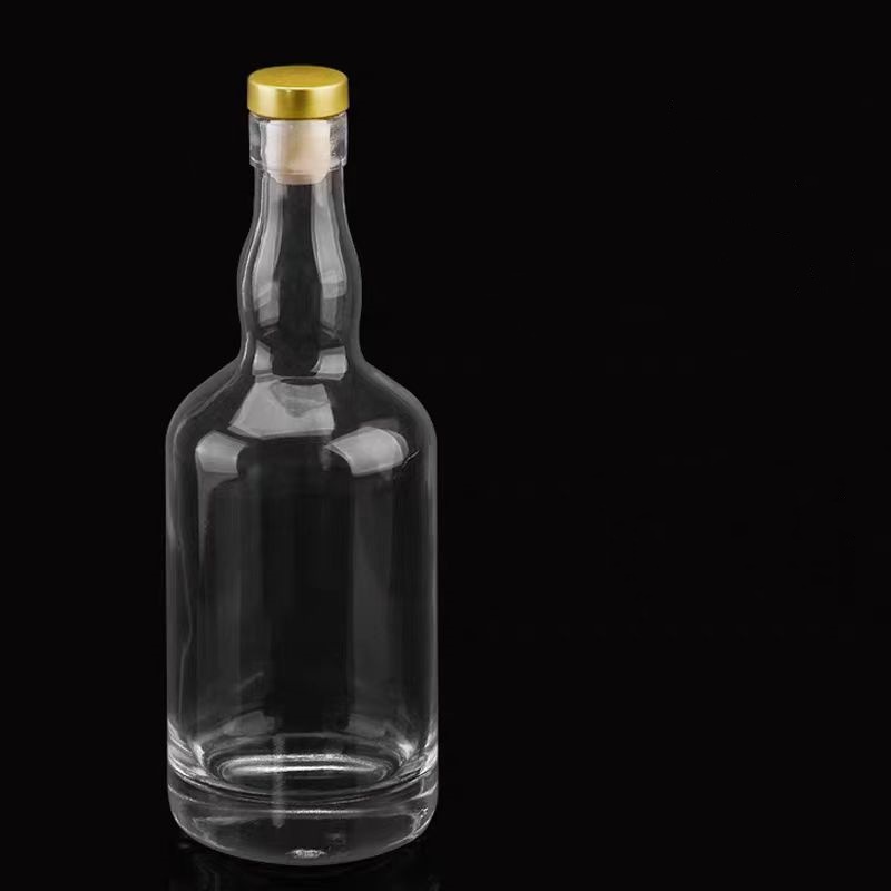 Recyclable  Nordic Empty Rum Whisky Vodka Spirit Glass Liquor Bottle 500ml 750ml With Cork for Liquor Whiskey 200ml 375ml 1L