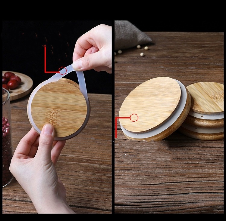 Wholesale Tea Glass Jar With Bamboo Lid Candy Bulk Airtight Clear Kitchen Food Storage Containers