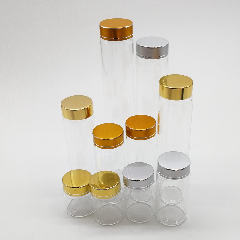 Wholesale Clear Transparent Glass Vials Aluminum Screw Cap Test Tubes for Product Packaging