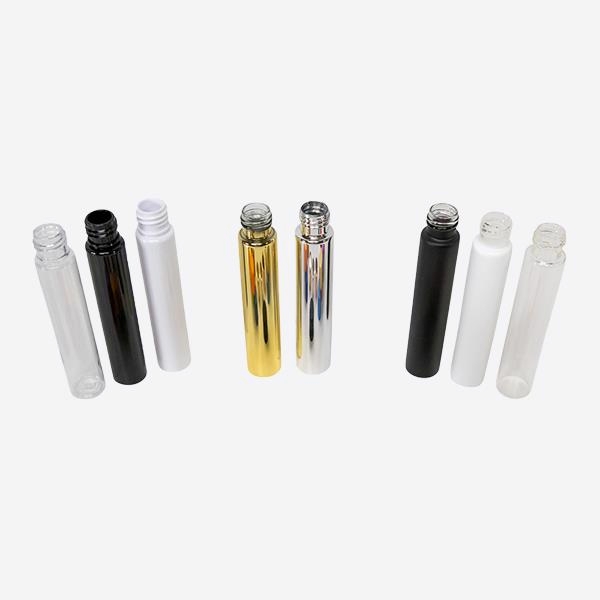 Smell Proof Glass Pre Packaging Roll Tubes Child Resistant Glass Tube Pre Plastic Pop Top 120mm 116mm Tubes With Screw Cap