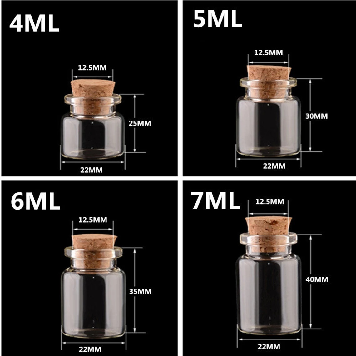 Wholesale Cheap Various Size Small Glass Tube Vials With Cork Tops Tiny Bottles Little Empty Jars