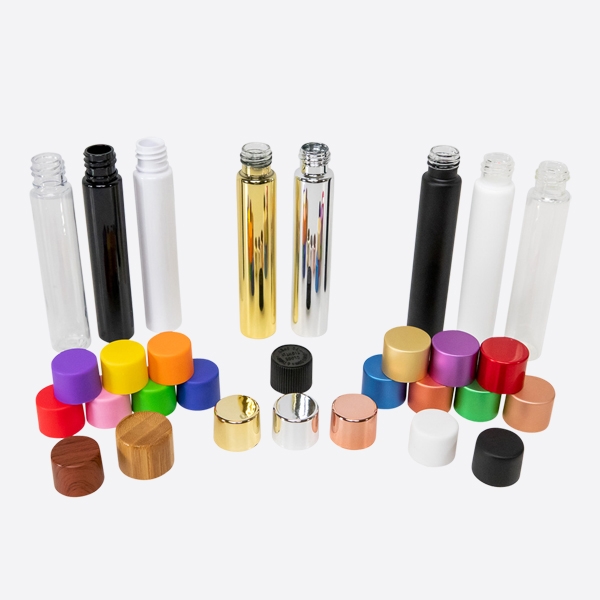 109mm 115mm 116mm 120mm Flower Packaging Clear Black White Small Glass Vial Glass Tube Roll Tubes With Child-Resistant PLA Cap