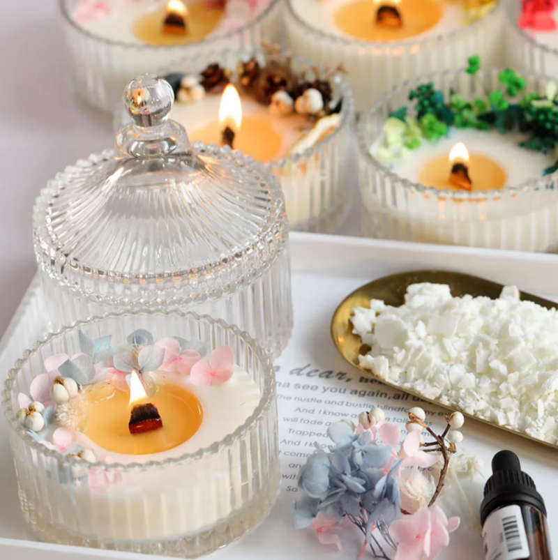 Wholesale Candy Jars Packing Container Storage Empty Glass Kitchen With Lid Glass Candle Jar