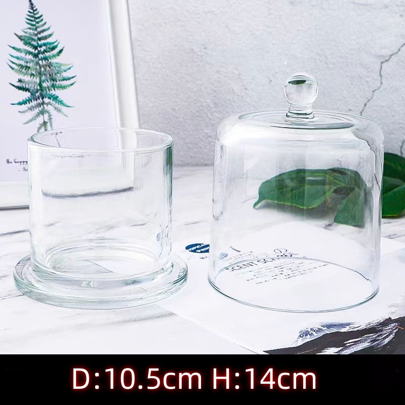 Custom Recyclable Luxury Empty Home Decoration Clear  Dome Glass Scented Candle Jar With Glass Bell Cover Dome