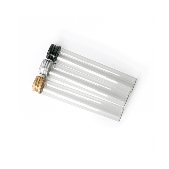 116mm  120 mm Screw Top Borosilicate Glass Pre Doob Tube With Black Metal Screw Top