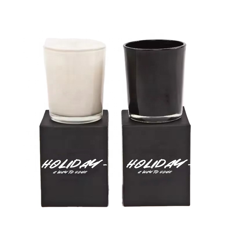 Customized Logo 10oz Luxury Glass Candle Jars with Lids Transparent Black & Transparent White Empty Candle Holders & Lanterns