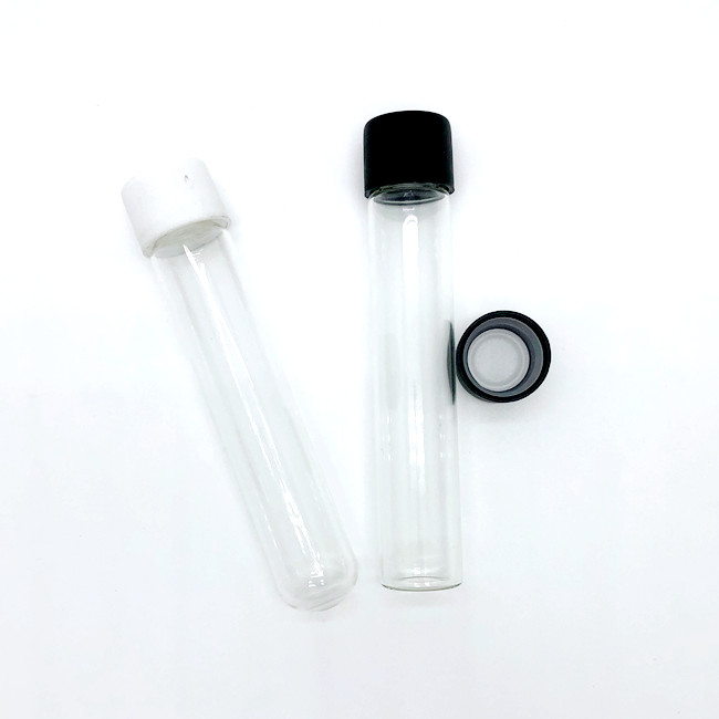 115mm Glass Roll Packaging  Airtight Glass test Tubes With Black Smooth Child Resistant Screw Cap
