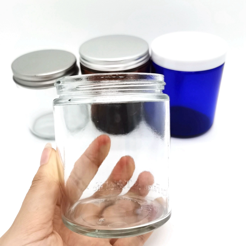 Empty Candle Holder Luxury 2oz 4oz 7oz 8oz 10oz 12oz 14oz Amber Frost Glass Candle Jar With Metal Lid