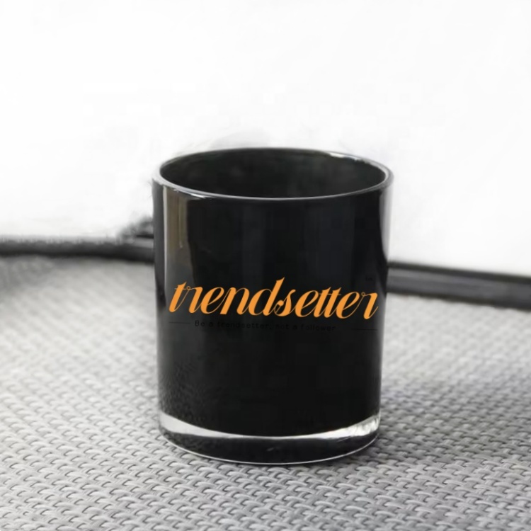 Glossy Black White Frosted Glass Candle Holder Lid Clear Glass Jar for Elegant Candle Display
