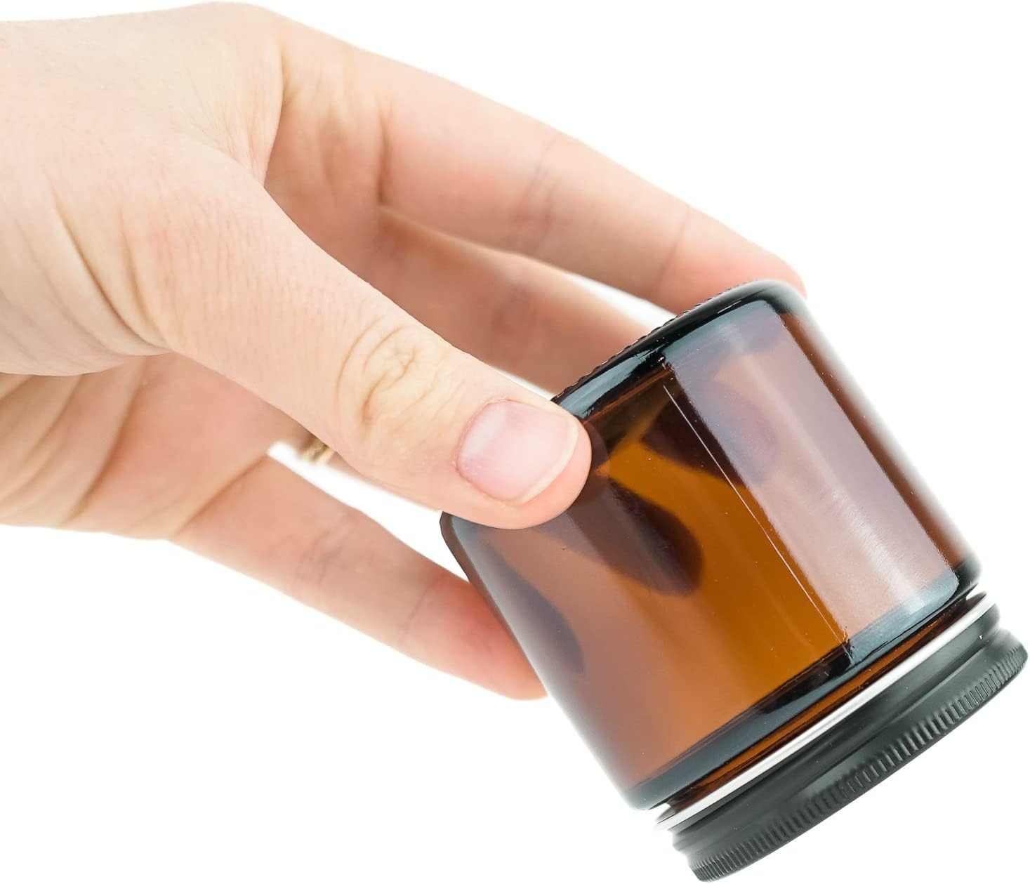 Empty 50ml 100ml 250ml 500ml Clear Amber Glass Candle Jar With Black Gold Aluminum Metal Lids